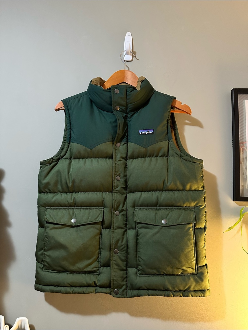 Patagonia Olive Green Quilted Puffer Vest